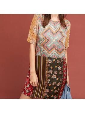 Anthropologie TINY Patchwork Tunic Dress multicoloured Size S boho summer
